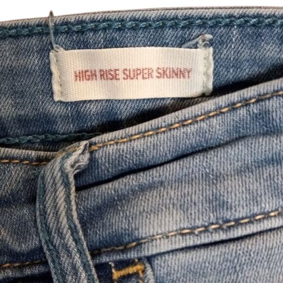 Hollister Size 7R 28x30 Jeans Womens High Rise Super Skinny Denim Blue Destroyed - Picture 3 of 11